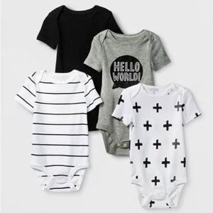 NWT Cloud Island 4PK Short Sleeve BODYSUIT Neutral size 6-9 months